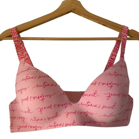 VS CURSIVE LOGO BRA BUTTERY SOFT NO WIRE - Picture 1 of 5